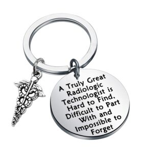 BEKECH Radiologic Technologist Gift Radiologist Gift Radiology Tech Keychain A Truly Great Radiologic Technologist Is Hard to Find and Impossible to Forget Respiratory Therapist Gift RT Gift (silver)