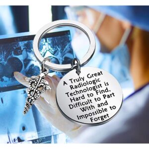 BEKECH Radiologic Technologist Gift Radiologist Gift Radiology Tech Keychain A Truly Great Radiologic Technologist Is Hard to Find and Impossible to Forget Respiratory Therapist Gift RT Gift (silver)