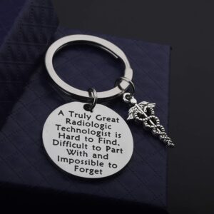 BEKECH Radiologic Technologist Gift Radiologist Gift Radiology Tech Keychain A Truly Great Radiologic Technologist Is Hard to Find and Impossible to Forget Respiratory Therapist Gift RT Gift (silver)