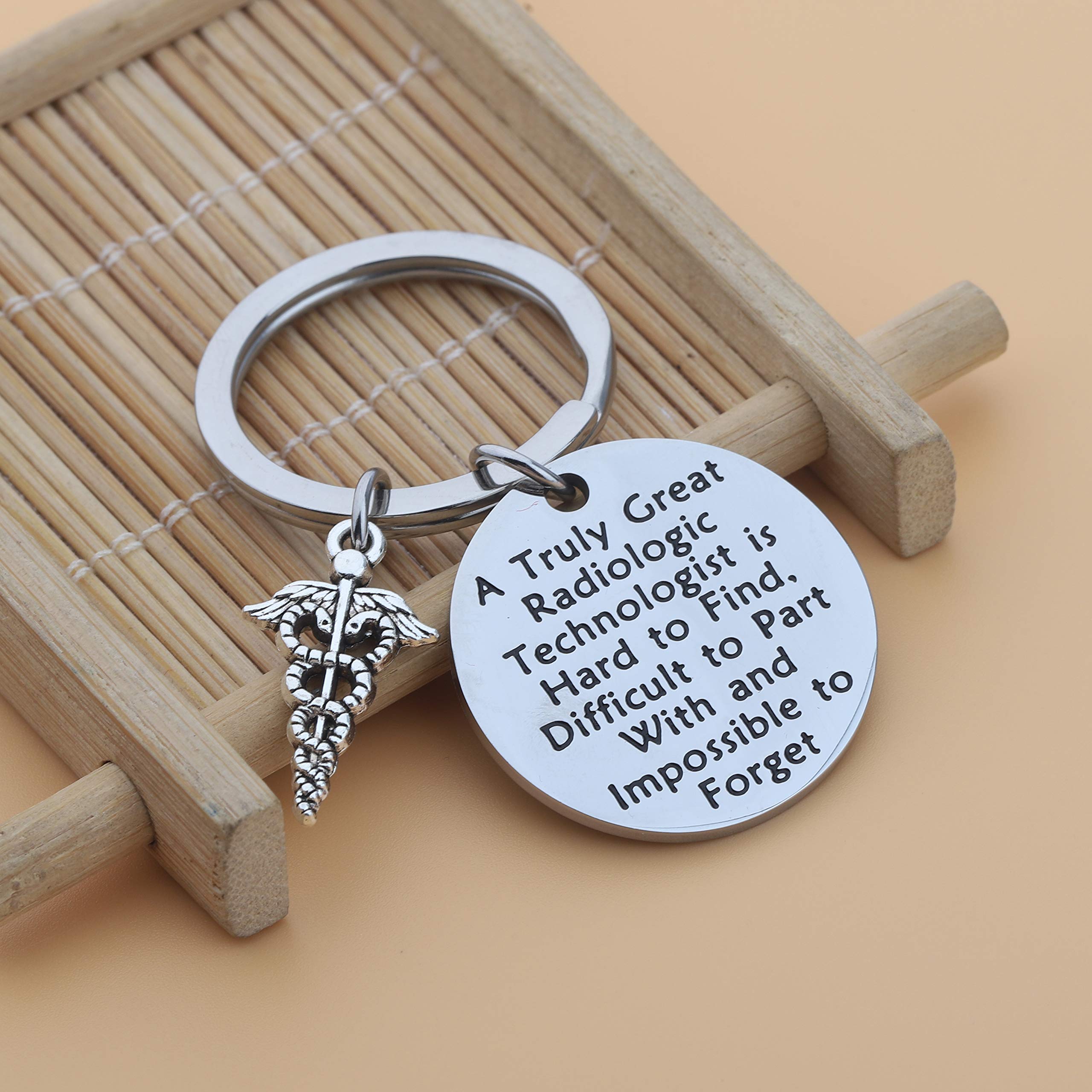 BEKECH Radiologic Technologist Gift Radiologist Gift Radiology Tech Keychain A Truly Great Radiologic Technologist Is Hard to Find and Impossible to Forget Respiratory Therapist Gift RT Gift (silver)