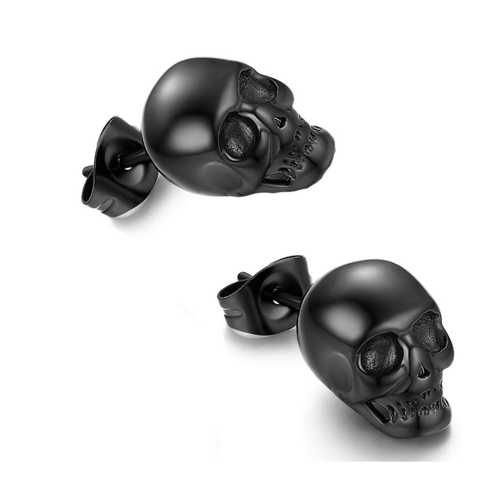 3 Pairs Gothic Skull Earring Studs for Men Women,Hypoallergenic,for Hallloween Party Cosplay