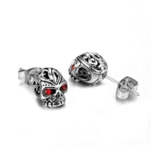 3 Pairs Gothic Skull Earring Studs for Men Women,Hypoallergenic,for Hallloween Party Cosplay