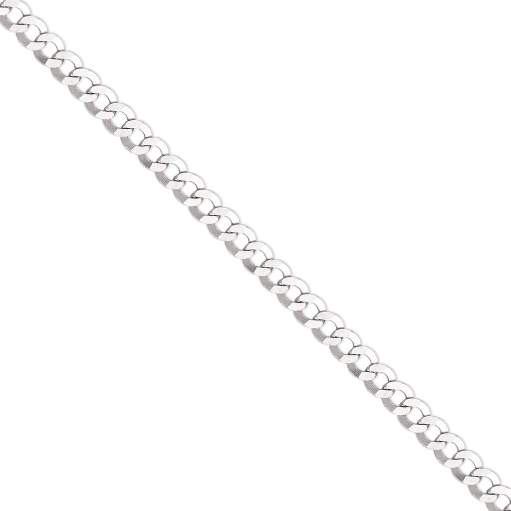 TOUSIATTAR 14K Two Tone Gold Curb Light White Pave Chain - Strong Italian Necklace - Nice Shiny Link Flawless Jewelry Gift for Women and Men-Available 16 to 32 Inches LENGTH (22, White 2.6MM Wide)