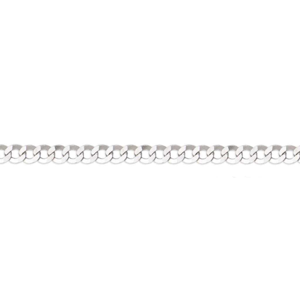 TOUSIATTAR 14K Two Tone Gold Curb Light White Pave Chain - Strong Italian Necklace - Nice Shiny Link Flawless Jewelry Gift for Women and Men-Available 16 to 32 Inches LENGTH (22, White 2.6MM Wide)