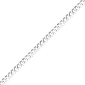 TOUSIATTAR 14K Two Tone Gold Curb Light White Pave Chain - Strong Italian Necklace - Nice Shiny Link Flawless Jewelry Gift for Women and Men-Available 16 to 32 Inches LENGTH (22, White 2.6MM Wide)