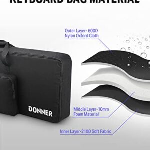 Donner 61 Key Keyboard Case, Portable Electric Piano Keyboard Gig Bag, Waterproof Durable 600D Nylon Oxford Cloth, 10mm Cotton Padded, 41"x 16"x 5", Black