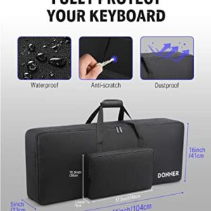 Donner 61 Key Keyboard Case, Portable Electric Piano Keyboard Gig Bag, Waterproof Durable 600D Nylon Oxford Cloth, 10mm Cotton Padded, 41"x 16"x 5", Black