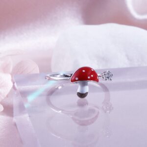 Helen de Lete Red Mushroom S925 Sterling Silver Adjustable Ring