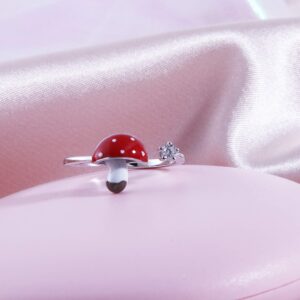 Helen de Lete Red Mushroom S925 Sterling Silver Adjustable Ring