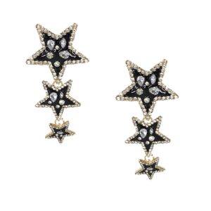 b jewelry collection super star trio drop earrings, black