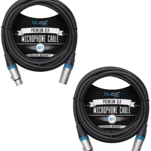 Blucoil Audio 2-Pack of 10-FT Balanced XLR Cables - Premium Series 3-Pin Cable for Microphones, Speakers, and Pro Devices (Male-to-Female)