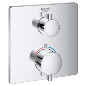 grohe 24110000 grohtherm single function 2-handle thermostatic trim, starlight chrome