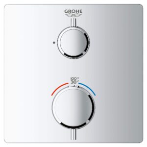 GROHE 24110000 Grohtherm Single Function 2-Handle Thermostatic Trim, Starlight Chrome