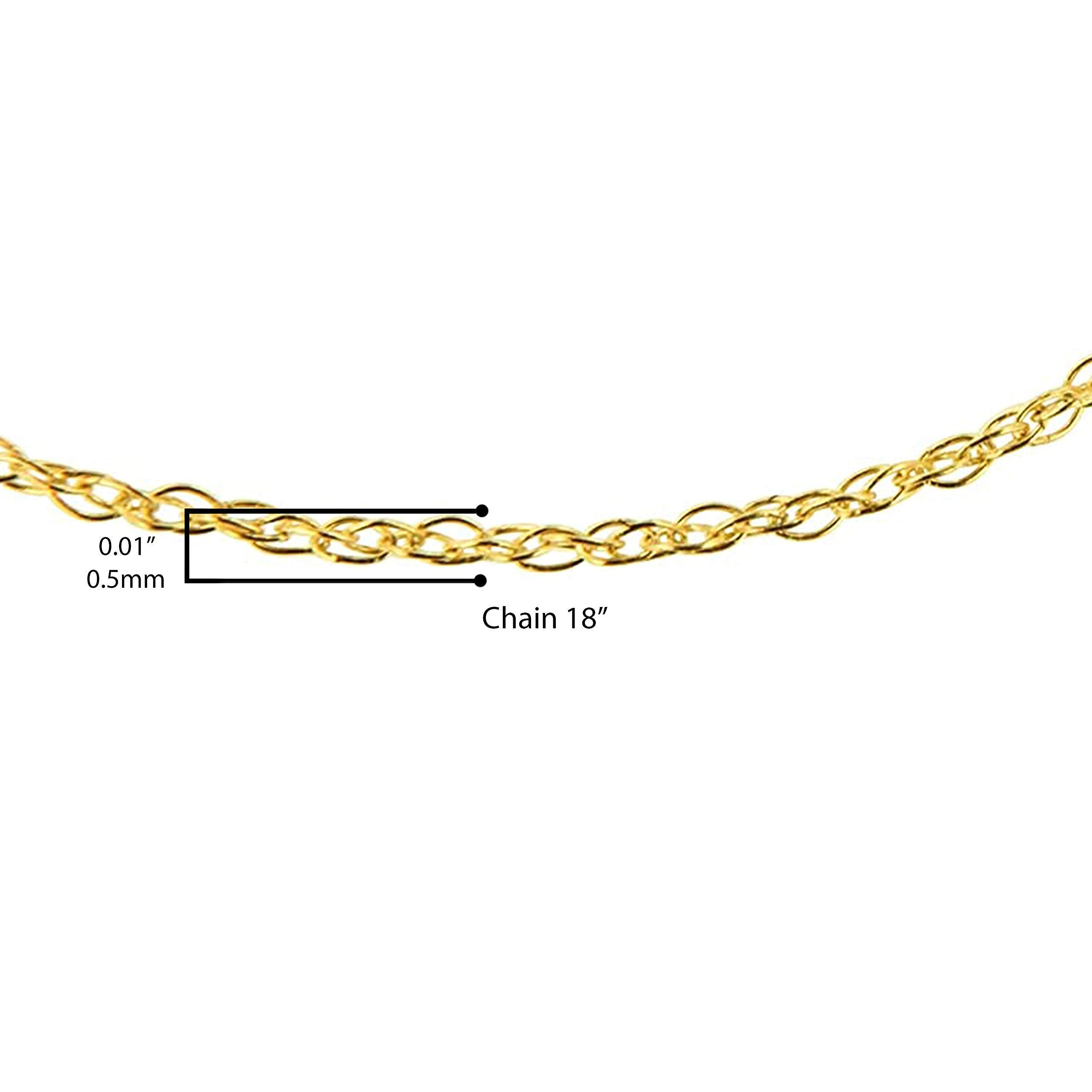 Haus of Brilliance Solid 10K Yellow Gold 0.5mm Slim and Dainty Unisex 18" Rope Chain Necklace