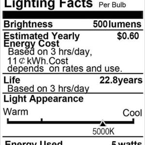 ProPOW LED Refrigerator Light Bulb, 40W Equivalent 120V A15 Fridge Bulbs 5 Watt Daylight White 5000K E26 Medium Base, Energy Saving Freezer Ceiling Home Lighting, Not-Dim, Waterproof, 4 Pack