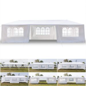 Party Tent 10x30 Heavy Duty Canopy Tent with Removable Sidewalls Outdoor Wedding Tent (7 Sides)