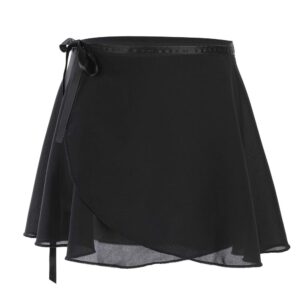 soudittur ballet wrap skirts chiffon dance skirt for toddler/girls/women (black, small)