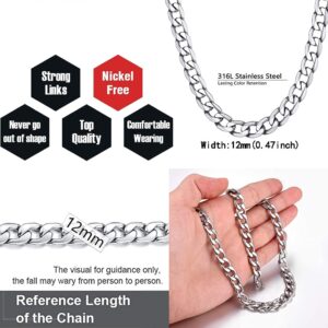 LEWECEEO Padlock Necklace Stainless Steel Lover Heart Lock Collar Choker for Men Women Silver 16-20 inch