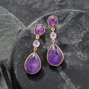 Ross-Simons 24.50 ct. t.w. Amethyst Drop Earrings in 18kt Gold Over Sterling