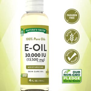 Nature's Truth Vitamin E Oil for Skin 30,000 IU | 100% Pure | 4 oz | Lemon Scented | GC/MS Tested