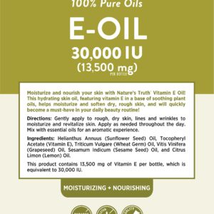 Nature's Truth Vitamin E Oil for Skin 30,000 IU | 100% Pure | 4 oz | Lemon Scented | GC/MS Tested