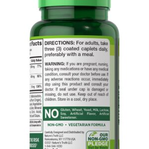 Calcium Magnesium Zinc Supplement | 90 Caplets | Non-GMO and Gluten Free | by Nature's Truth