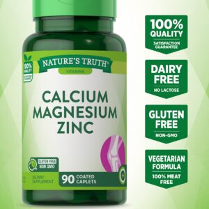 Calcium Magnesium Zinc Supplement | 90 Caplets | Non-GMO and Gluten Free | by Nature's Truth