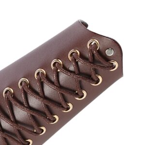 Arm Gurad, Archery Arm Guard Bracer Hunting Shooting Lace-up Leather Armguard(Brown)