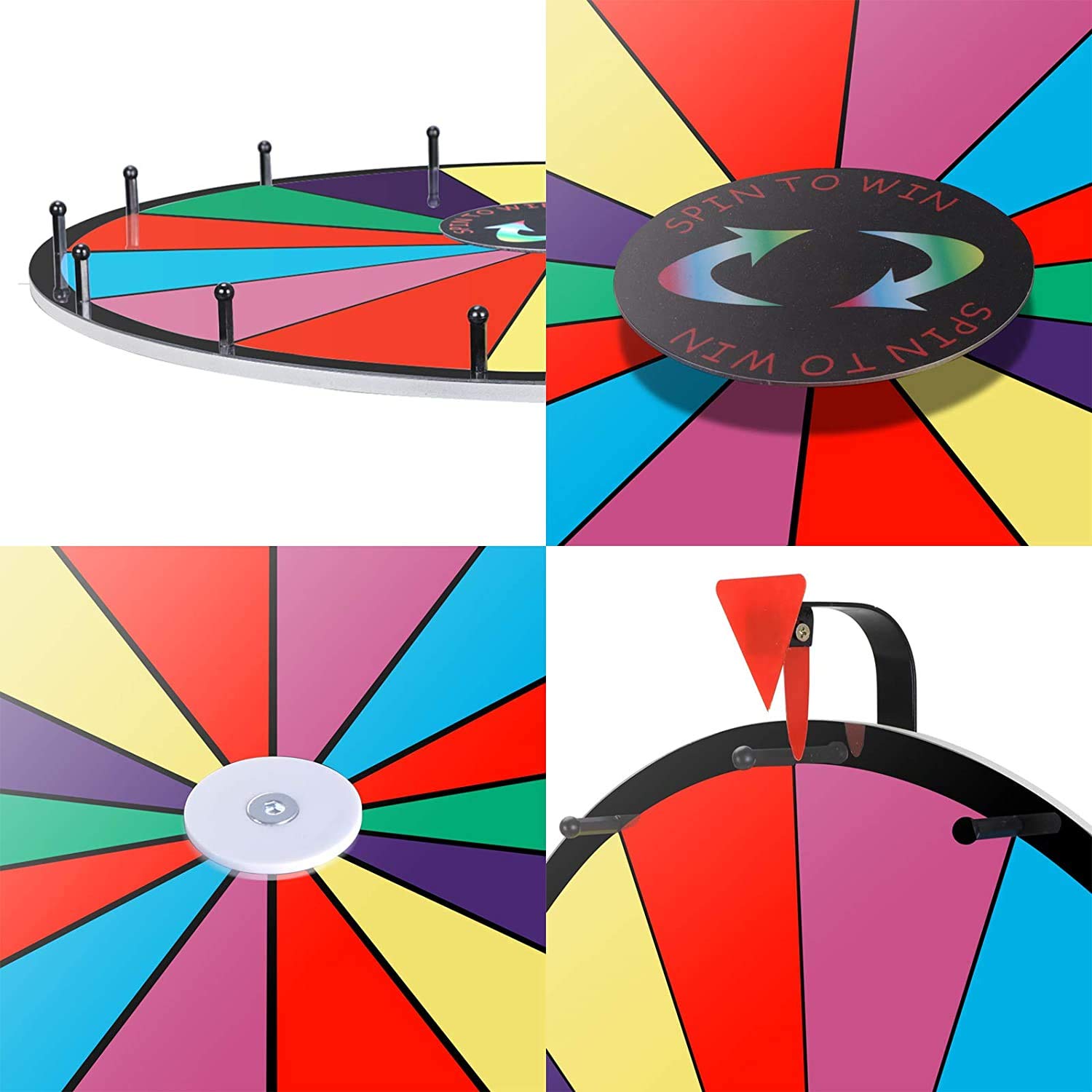 HomGarden 24" Color Prize Wheel w/Adjustable Stand 14 Slots Tabletop Editable Classic Spinning Win Prize Wheel Fortune Carnival Spin Game Casino Equipment