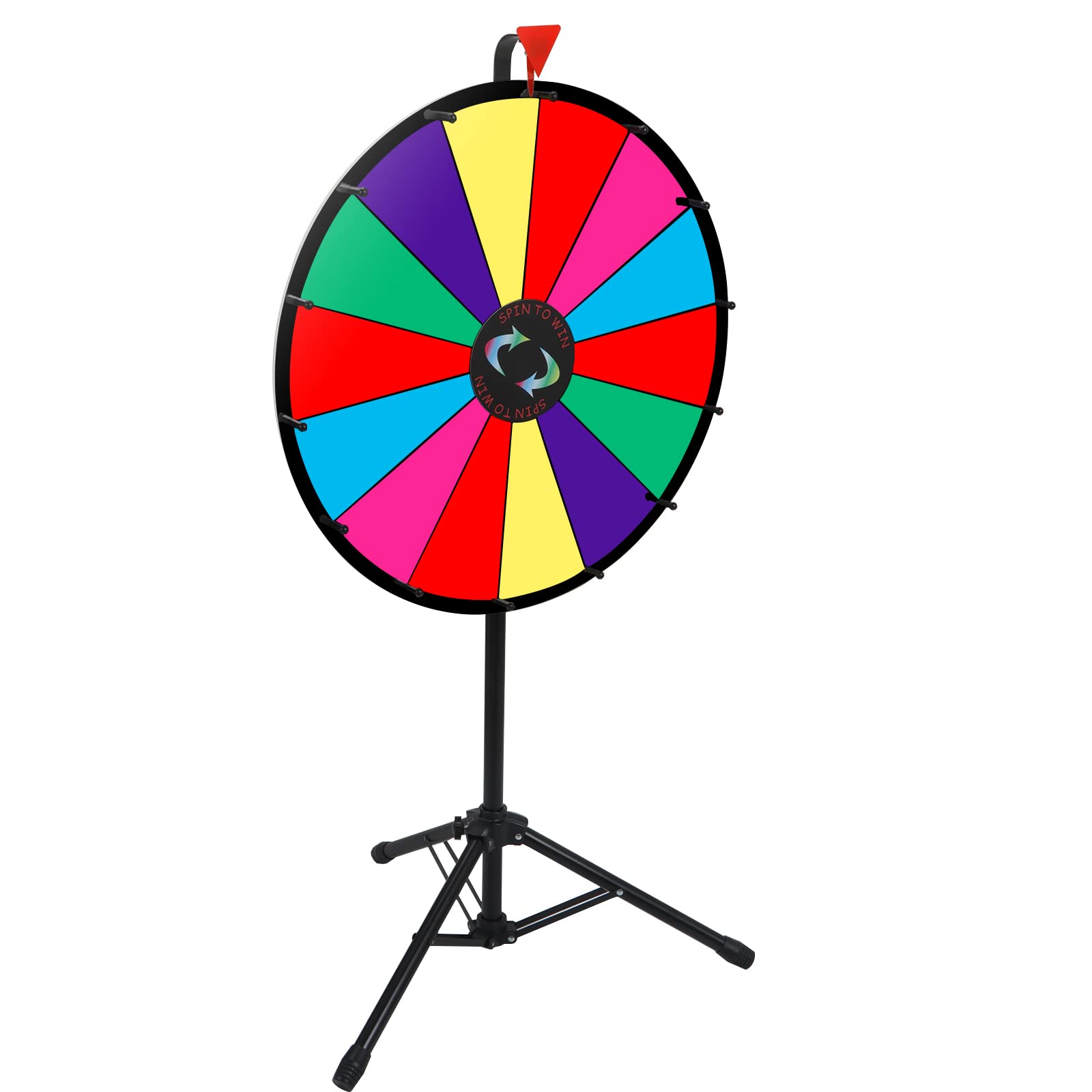 HomGarden 24" Color Prize Wheel w/Adjustable Stand 14 Slots Tabletop Editable Classic Spinning Win Prize Wheel Fortune Carnival Spin Game Casino Equipment