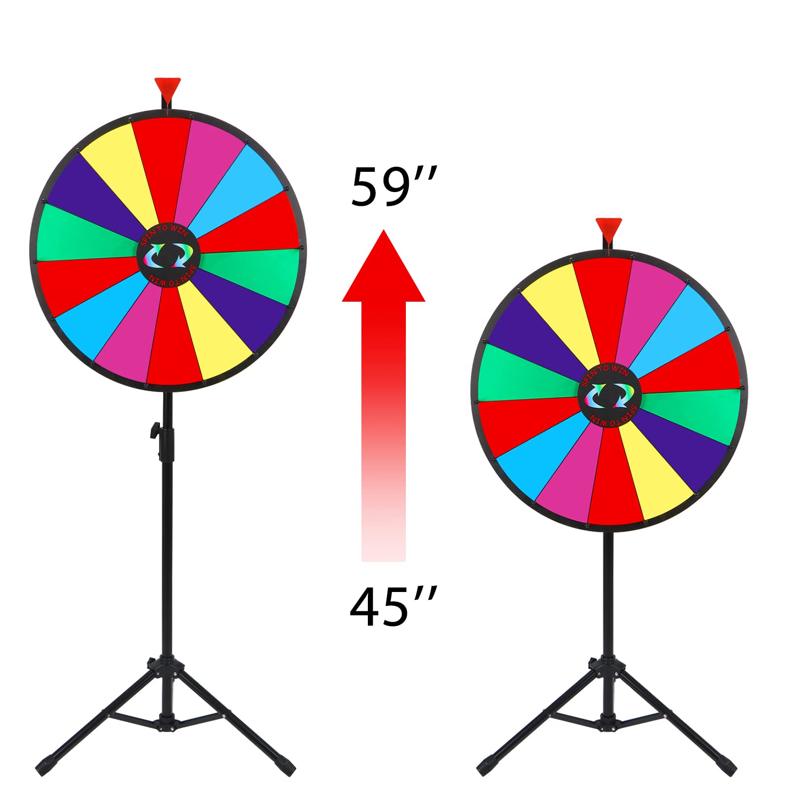 HomGarden 24" Color Prize Wheel w/Adjustable Stand 14 Slots Tabletop Editable Classic Spinning Win Prize Wheel Fortune Carnival Spin Game Casino Equipment