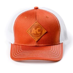 Allis Chalmers Tractor Hat, Burnt Orange with Vintage Leather Logo