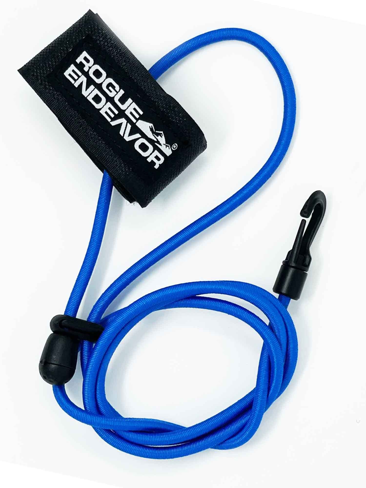 Rogue Endeavor Fishing Rod Leash & Kayak Paddle Leash Kit, Kayak Fishing & Paddle Boarding - 48" Shock Cord, Quick Release Clip, Neoprene Lined Strap and Carrying Bag (Set of 2) (Blue)