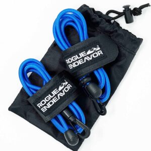 Rogue Endeavor Fishing Rod Leash & Kayak Paddle Leash Kit, Kayak Fishing & Paddle Boarding - 48" Shock Cord, Quick Release Clip, Neoprene Lined Strap and Carrying Bag (Set of 2) (Blue)