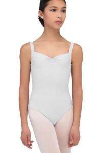 wear moi faustine leotard, white, age 12-14, microfiber elasthan (faus12whi)