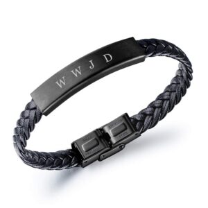 Dainty Braided Leather WWJD Bracelet for Men Women Inspirational Religious Reminder Jewerly Gift for Him Her