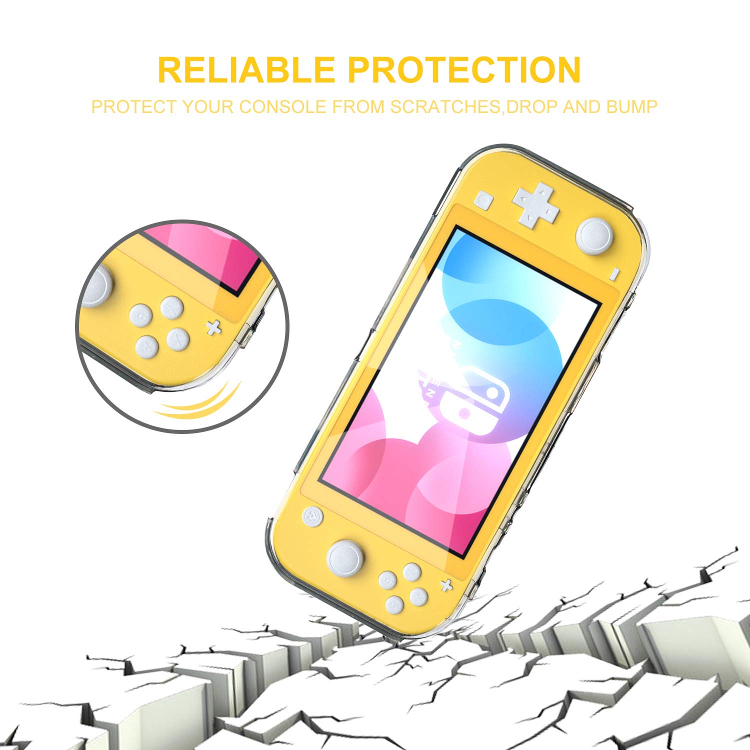 TPU Case for Nintendo Switch Lite, Clear Protective Case for Nintendo Switch Lite with Tempered Glass Screen Protector - Clear