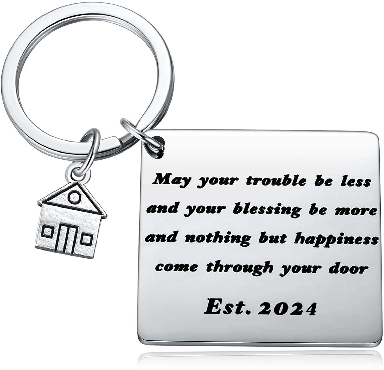 Blessing Housewarming Gift for New Homeowner Closing Gifts New Home Keychain Wedding Keyring Silver