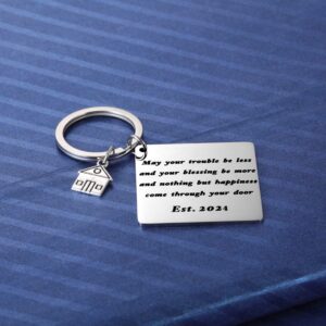 Blessing Housewarming Gift for New Homeowner Closing Gifts New Home Keychain Wedding Keyring Silver