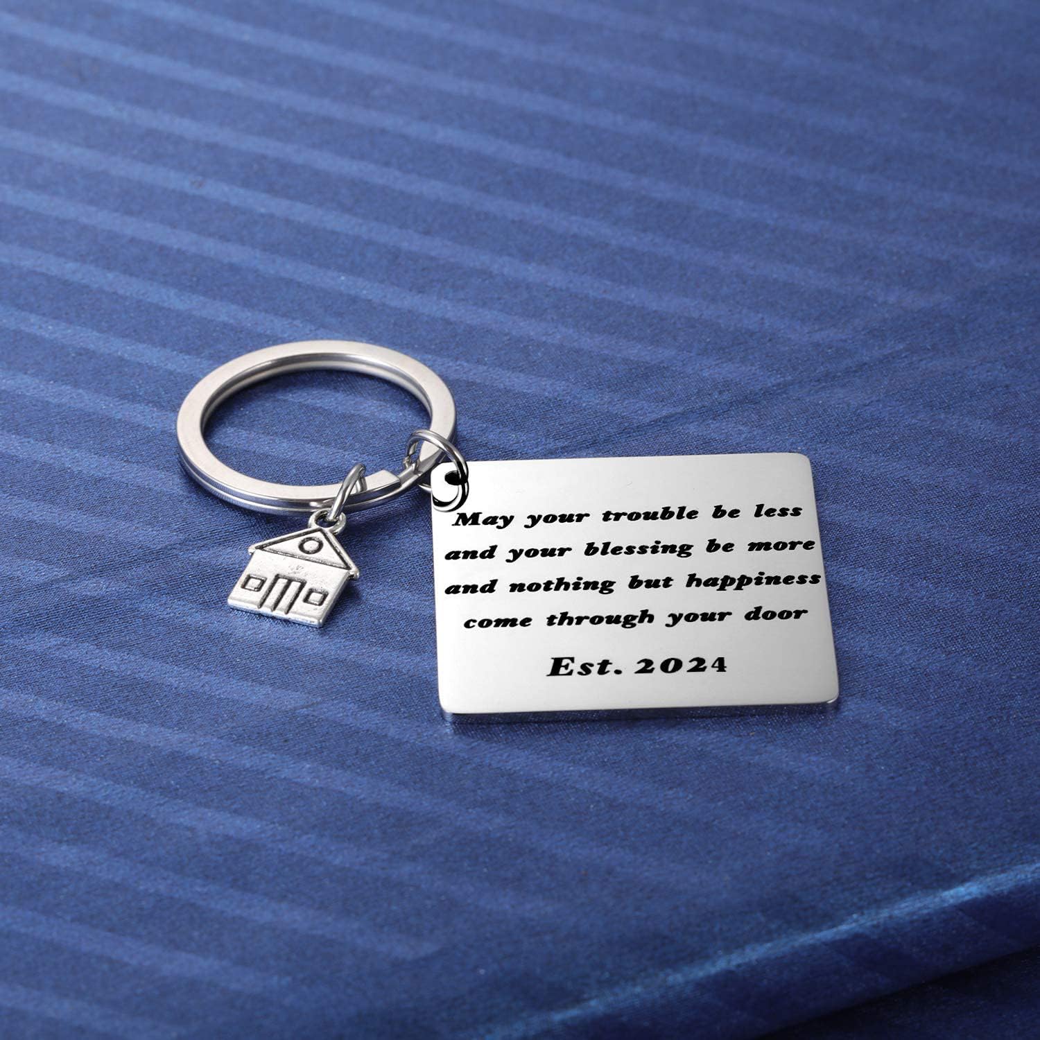 Blessing Housewarming Gift for New Homeowner Closing Gifts New Home Keychain Wedding Keyring Silver