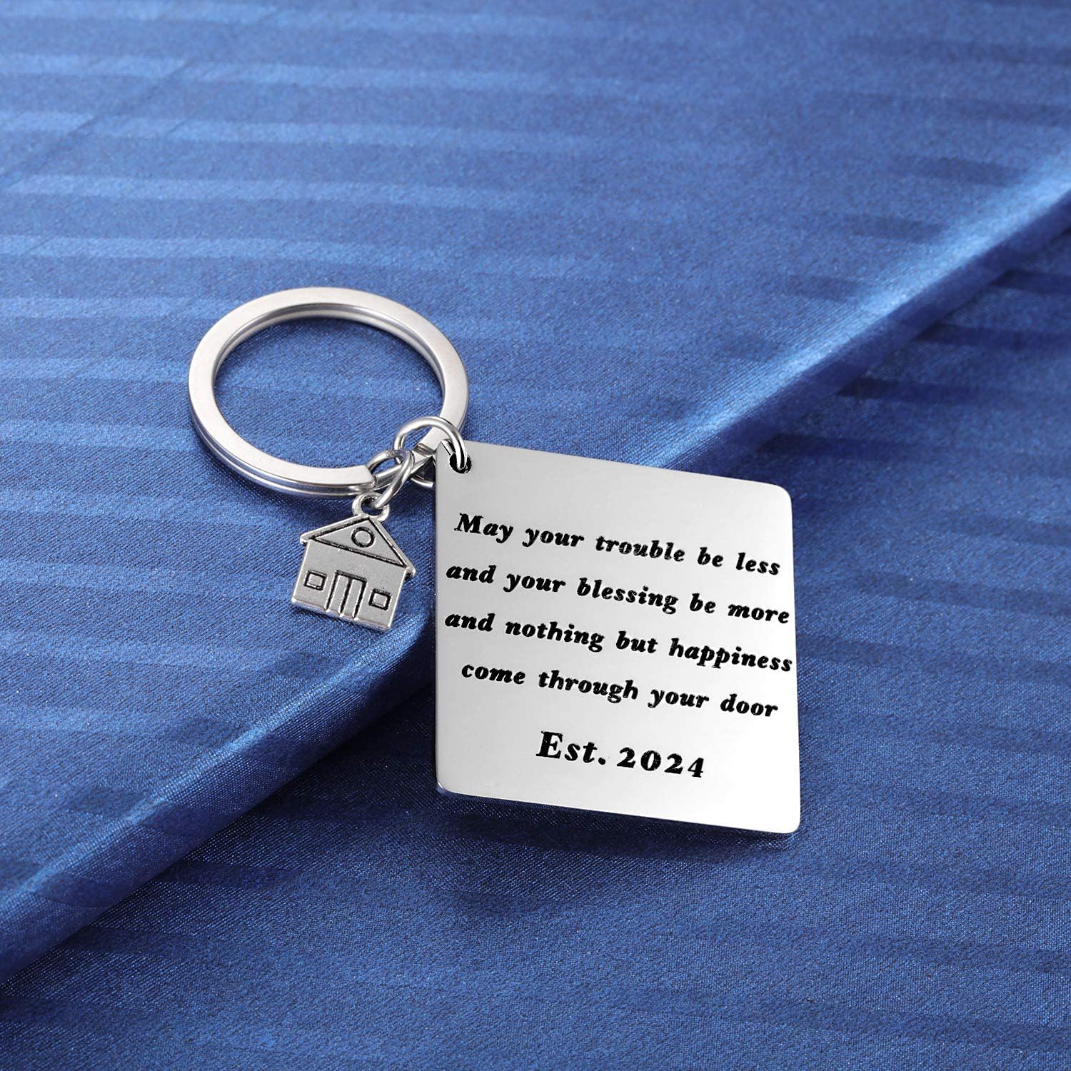 Blessing Housewarming Gift for New Homeowner Closing Gifts New Home Keychain Wedding Keyring Silver