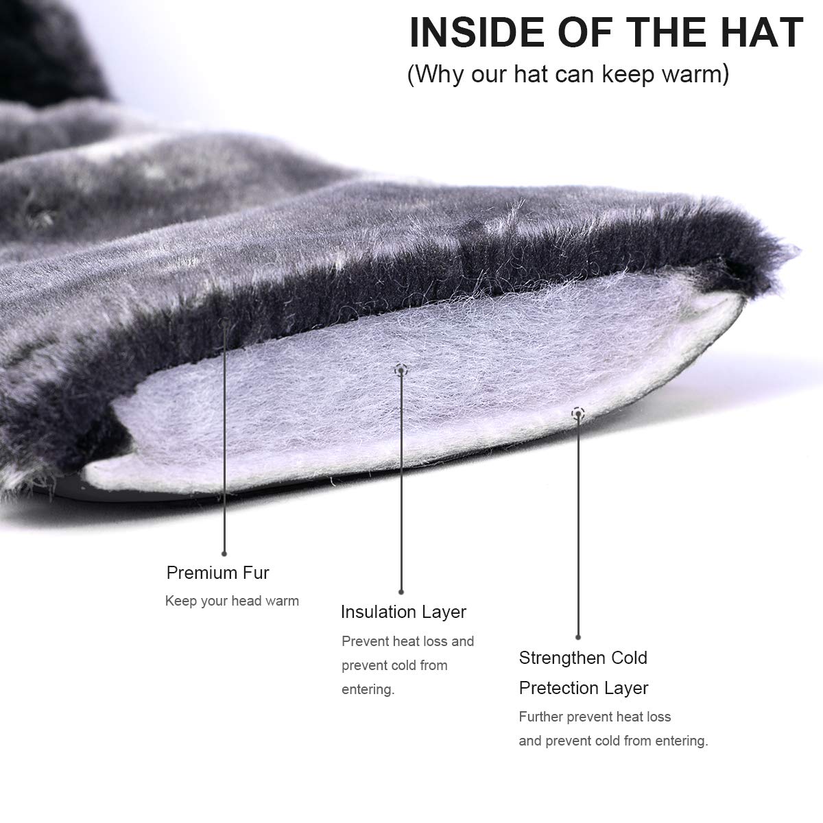 Trapper Hat Winter Hats for Men Trooper Hunting Ski Hat Women Ushanka Ear Flap Windproof Black