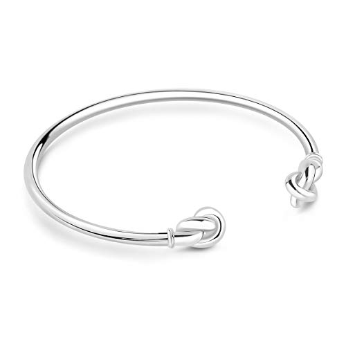 GNOCE "Fall in Love 925 Sterling Silver Bangle Double Knot Design Basic Bracelet for Women (6.7)