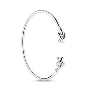 GNOCE "Fall in Love 925 Sterling Silver Bangle Double Knot Design Basic Bracelet for Women (6.7)