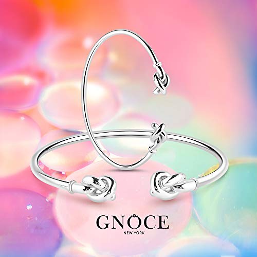 GNOCE "Fall in Love 925 Sterling Silver Bangle Double Knot Design Basic Bracelet for Women (6.7)