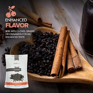 Naturtonix Whole Dried Elderberries, All Natural Immune Booster, Vegan, Gluten Free & Non-GMO, Vitamin C, Sambucus Nigra, For Making Tea, Syrup, Jam & Gummies 8 Ounce Pouch