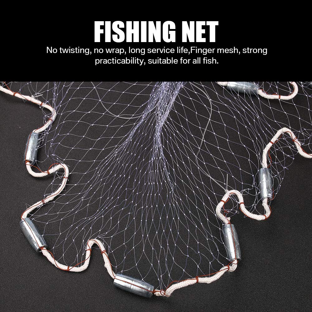 Yeahmart Handmade American Saltwater Fishing Cast Net with Heavy Duty Real Zinc Sinker Weights for Bait Trap Fish 4Ft Radius, 3/8 Inch Mesh Size