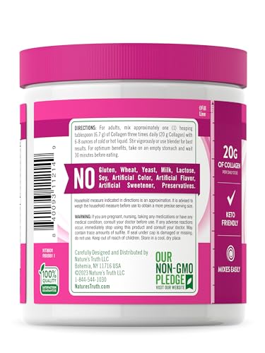 Nature's Truth Collagen Powder | 7 oz | Type I and III | Grass Fed, Paleo and Keto Friendly Collagen Peptides | Unflavored | Non-GMO and Gluten Free Supplement