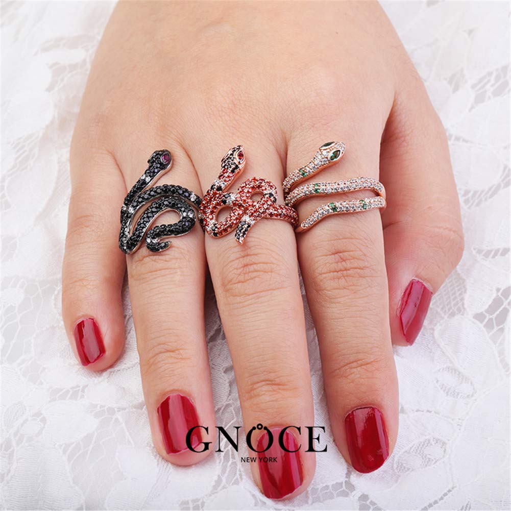 GNOCE Snake Ring 925 Sterling Silver Power and Rebirth Fashion Snake Rings 18k Rose Gold With Cubic Zirconia Jewelry Accessories For Women Girls (8)