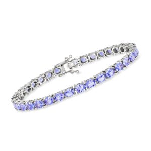 ross-simons 10.00 ct. t.w. tanzanite tennis bracelet in sterling silver. 7 inches